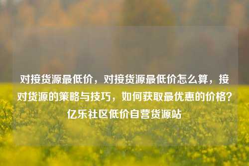 对接货源最低价，对接货源最低价怎么算，接对货源的策略与技巧	，如何获取最优惠的价格？亿乐社区低价自营货源站  第1张
