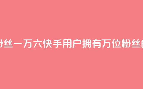 快手粉丝一万六(快手用户拥有1.6万位粉丝的窍门) 第1张 快手粉丝一万六(快手用户拥有1.6万位粉丝的窍门) 第1张