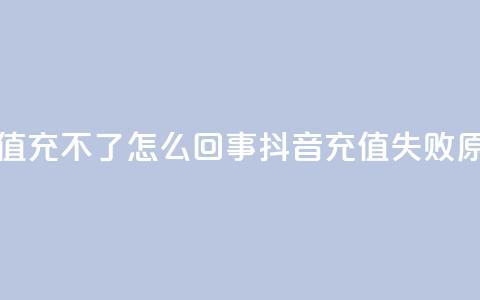 抖音充值充不了怎么回事(抖音充值失败原因分析) 第1张 抖音充值充不了怎么回事(抖音充值失败原因分析) 第1张