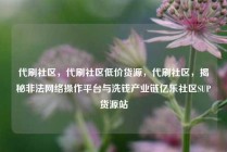 代刷社区，代刷社区低价货源，代刷社区，揭秘非法网络操作平台与洗钱产业链亿乐社区SUP货源站
