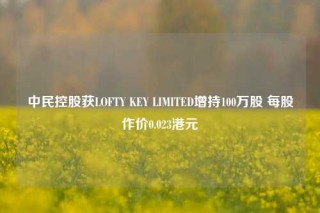 中民控股获LOFTY KEY LIMITED增持100万股 每股作价0.023港元