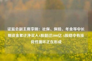 证监会副主席李明：社保、保险、年金等中长期资金累计净买入A股超过2000亿 A股稳中有涨良性循环正在形成