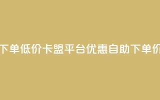 卡盟平台自助下单低价 - 卡盟平台优惠自助下单，价格实惠!