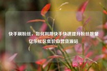 快手刷粉丝，如何利用快手快速提升粉丝数量亿乐社区低价自营货源站