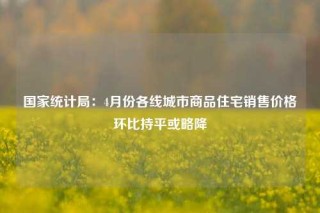 国家统计局：4月份各线城市商品住宅销售价格环比持平或略降