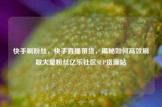 快手刷粉丝，快手直播带货，揭秘如何高效刷取大量粉丝亿乐社区SUP货源站