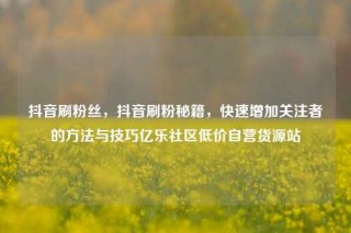 抖音刷粉丝，抖音刷粉秘籍，快速增加关注者的方法与技巧亿乐社区低价自营货源站