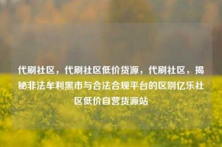代刷社区，代刷社区低价货源，代刷社区，揭秘非法牟利黑市与合法合规平台的区别亿乐社区低价自营货源站