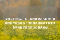 买抖音粉丝10元一万，轻松赚取百万粉丝！揭秘如何在抖音平台上以低廉价格购买大量关注者攻略亿乐社区低价自营货源站