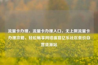 流量卡办理，流量卡办理入口，无上限流量卡办理攻略，轻松畅享网络盛宴亿乐社区低价自营货源站