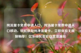 纯流量卡免费申请入口，纯流量卡免费申请入口移动，轻松获取纯净流量卡，立即体验无限制畅享！亿乐社区低价自营货源站