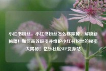 小红书粉丝，小红书粉丝怎么移除掉，解锁新秘籍！如何高效吸引并维护小红书粉丝的秘密大揭秘！亿乐社区SUP货源站
