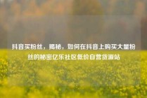 抖音买粉丝，揭秘，如何在抖音上购买大量粉丝的秘密亿乐社区低价自营货源站