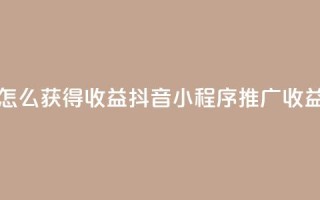 抖音推广小程序怎么获得收益 - 抖音小程序推广收益获取指南~