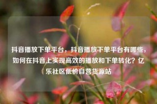 抖音播放下单平台，抖音播放下单平台有哪些，如何在抖音上实现高效的播放和下单转化？亿乐社区低价自营货源站