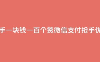 快手一块钱一百个赞微信支付：抢手优惠！