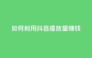 如何利用抖音播放量赚钱