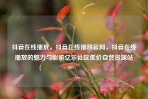 抖音在线播放，抖音在线播放官网，抖音在线播放的魅力与影响亿乐社区低价自营货源站