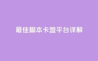 最佳lol脚本卡盟平台详解