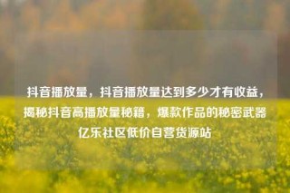 抖音播放量，抖音播放量达到多少才有收益，揭秘抖音高播放量秘籍，爆款作品的秘密武器亿乐社区低价自营货源站