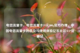 电信流量卡，电信流量卡19元200g官方办理，中国电信流量卡的普及与使用体验亿乐社区SUP货源站
