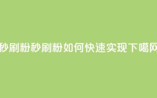 秒刷1000粉 - 秒刷1000粉如何快速实现!
