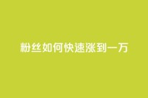 粉丝如何快速涨到一万,空间自助平台业务下单真人 - 自助下单24小时平台ks - 全网发卡网大全