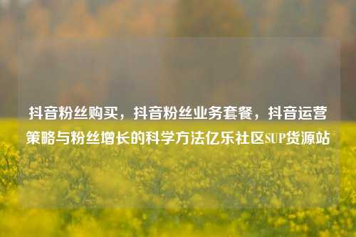 抖音粉丝购买，抖音粉丝业务套餐，抖音运营策略与粉丝增长的科学方法亿乐社区SUP货源站  第1张
