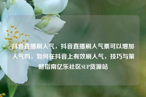 抖音直播刷人气，抖音直播刷人气票可以增加人气吗	，如何在抖音上有效刷人气，技巧与策略指南亿乐社区SUP货源站  第1张