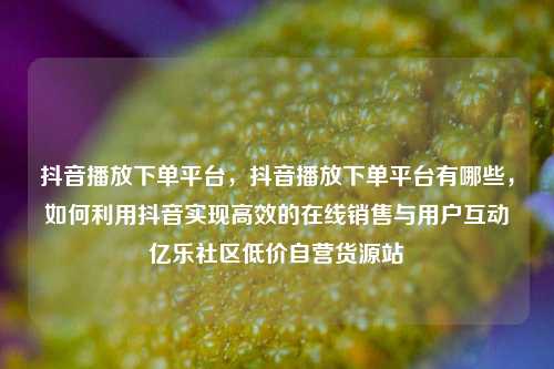 抖音播放下单平台，抖音播放下单平台有哪些，如何利用抖音实现高效的在线销售与用户互动亿乐社区低价自营货源站  第1张