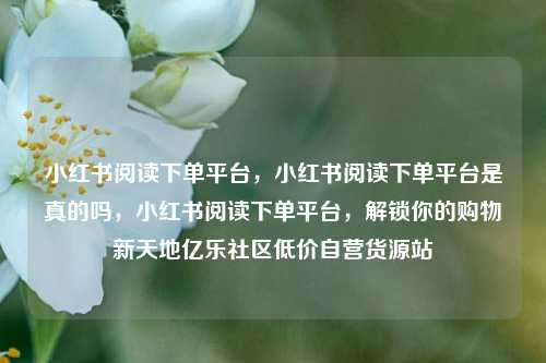 小红书阅读下单平台，小红书阅读下单平台是真的吗，小红书阅读下单平台	，解锁你的购物新天地亿乐社区低价自营货源站  第1张