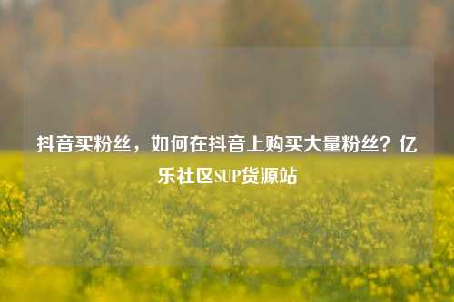 抖音买粉丝	，如何在抖音上购买大量粉丝？亿乐社区SUP货源站  第1张