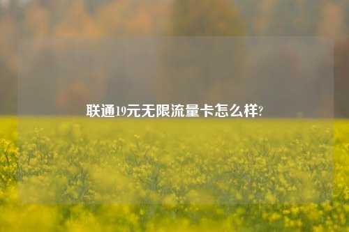 联通19元无限流量卡怎么样?  第1张