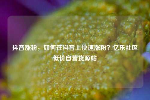 抖音涨粉，如何在抖音上快速涨粉？亿乐社区低价自营货源站  第1张