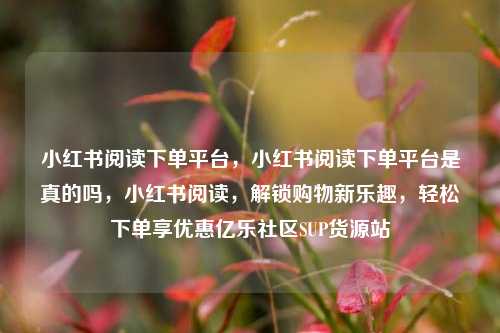 小红书阅读下单平台	，小红书阅读下单平台是真的吗，小红书阅读，解锁购物新乐趣	，轻松下单享优惠亿乐社区SUP货源站  第1张