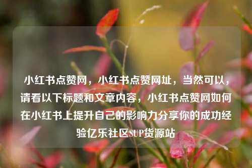 小红书点赞网，小红书点赞网址，当然可以，请看以下标题和文章内容	，小红书点赞网如何在小红书上提升自己的影响力分享你的成功经验亿乐社区SUP货源站  第1张