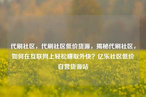 代刷社区	，代刷社区低价货源，揭秘代刷社区，如何在互联网上轻松赚取外快？亿乐社区低价自营货源站  第1张
