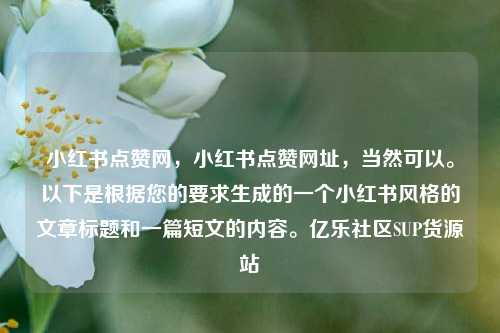 小红书点赞网，小红书点赞网址，当然可以。以下是根据您的要求生成的一个小红书风格的文章标题和一篇短文的内容。亿乐社区SUP货源站  第1张