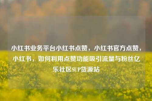 小红书业务平台小红书点赞，小红书官方点赞	，小红书，如何利用点赞功能吸引流量与粉丝亿乐社区SUP货源站  第1张