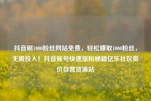 抖音刷1000粉丝网站免费，轻松赚取1000粉丝，无需投入！抖音账号快速涨粉秘籍亿乐社区低价自营货源站  第1张