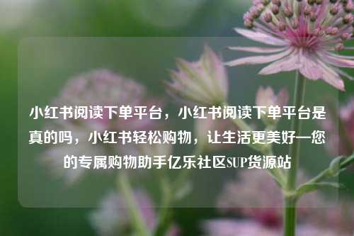 小红书阅读下单平台，小红书阅读下单平台是真的吗，小红书轻松购物	，让生活更美好—您的专属购物助手亿乐社区SUP货源站  第1张