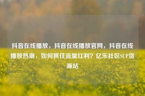 抖音在线播放，抖音在线播放官网，抖音在线播放热潮	，如何抓住流量红利？亿乐社区SUP货源站  第1张