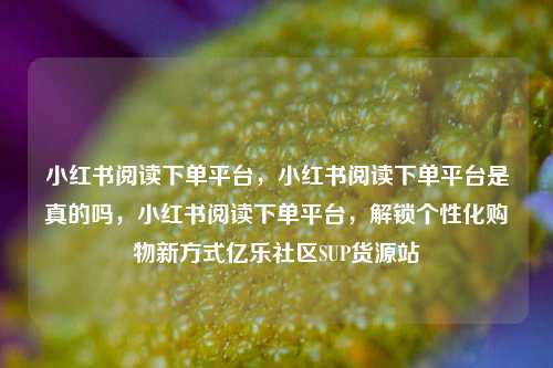 小红书阅读下单平台，小红书阅读下单平台是真的吗，小红书阅读下单平台	，解锁个性化购物新方式亿乐社区SUP货源站  第1张