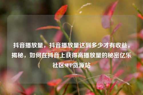 抖音播放量	，抖音播放量达到多少才有收益，揭秘，如何在抖音上获得高播放量的秘密亿乐社区SUP货源站  第1张