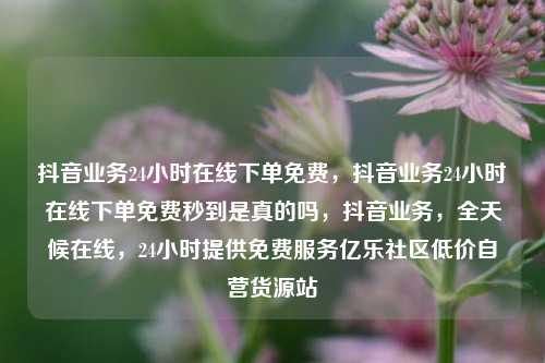 抖音业务24小时在线下单免费，抖音业务24小时在线下单免费秒到是真的吗	，抖音业务，全天候在线，24小时提供免费服务亿乐社区低价自营货源站  第1张