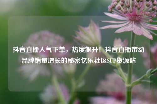 抖音直播人气下单，热度飙升！抖音直播带动品牌销量增长的秘密亿乐社区SUP货源站  第1张