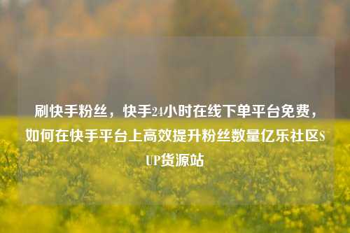 刷快手粉丝，快手24小时在线下单平台免费	，如何在快手平台上高效提升粉丝数量亿乐社区SUP货源站  第1张