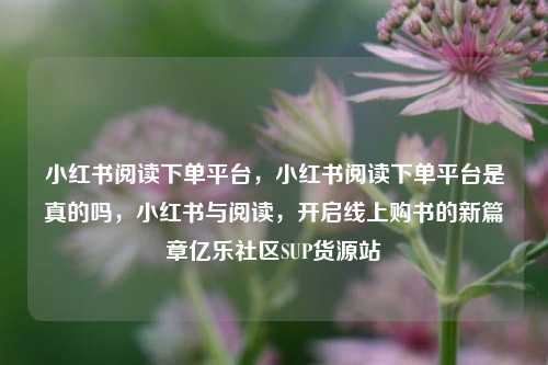 小红书阅读下单平台	，小红书阅读下单平台是真的吗，小红书与阅读，开启线上购书的新篇章亿乐社区SUP货源站  第1张