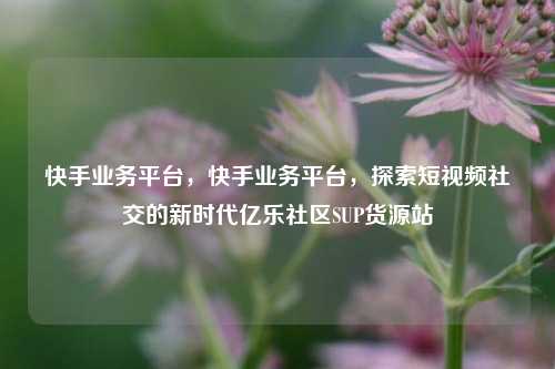 快手业务平台，快手业务平台	，探索短视频社交的新时代亿乐社区SUP货源站  第1张
