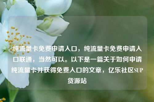 纯流量卡免费申请入口，纯流量卡免费申请入口联通，当然可以。以下是一篇关于如何申请纯流量卡并获得免费入口的文章	，亿乐社区SUP货源站  第1张